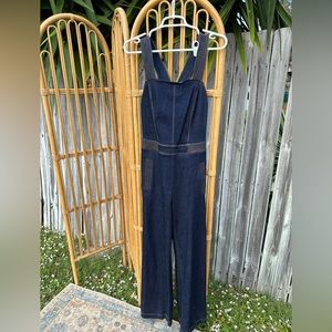 Open back denim jumpsuit
